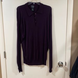 Jos. A. Bank Long Sleeve Polo Sweater in Deep Plum